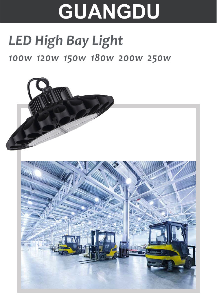 Free Sample IP65 factory warehouse industrial 150w 180w 200w 250w 300w ufo led high bay light