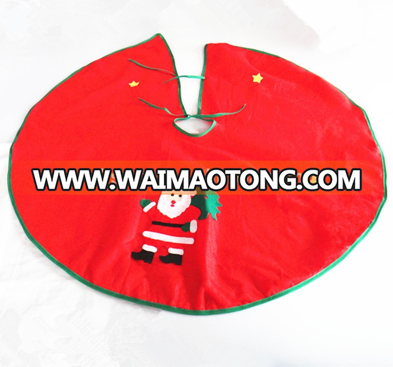 high quality handmade 48 " red Christmas tree skirt with santa claus & yellow snowflake