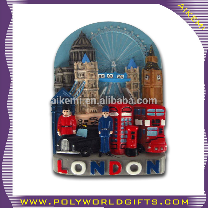 LONDON BRIDGE poly resin souvenir fridge magnet,handicraft string 3D fridge magnet resin with thermometer,custom fridge magnet