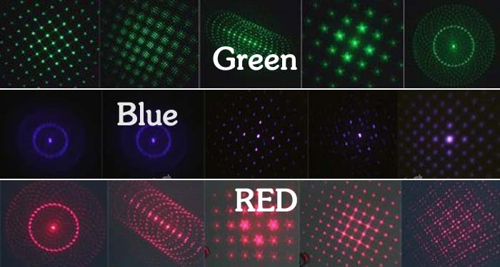 Cheap 5 IN 1 Green/Red/Blue Laser Pointer With Different Special Effects