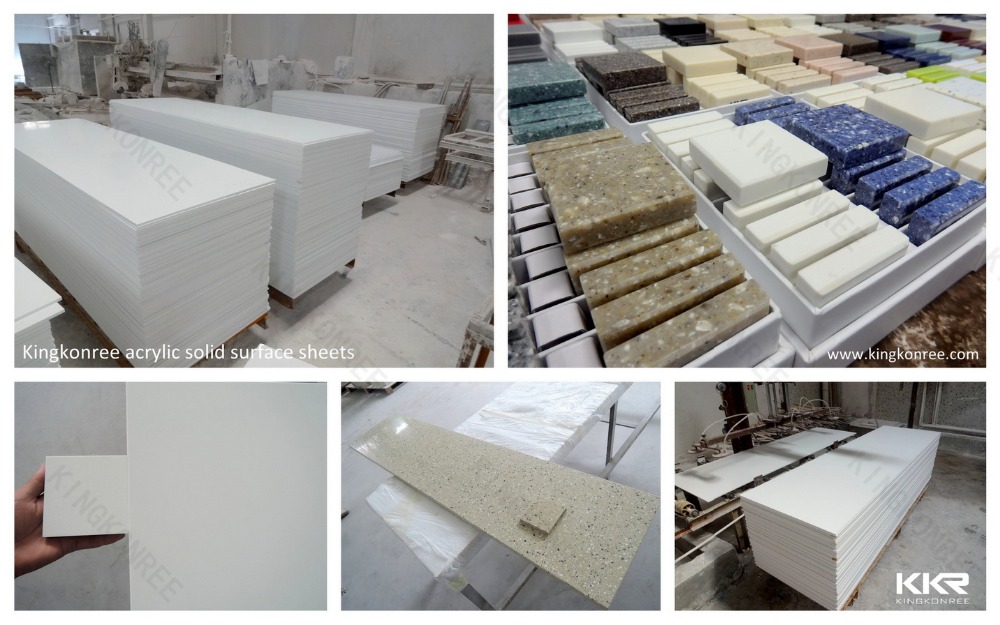 Artificial solid surface sheets match color Dove/ grey back color with tiny white and black flecks