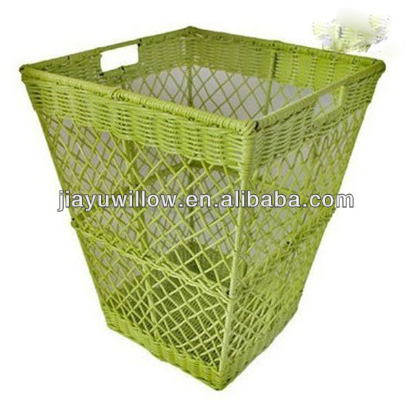 cheap woven plastic wicker laundry basket