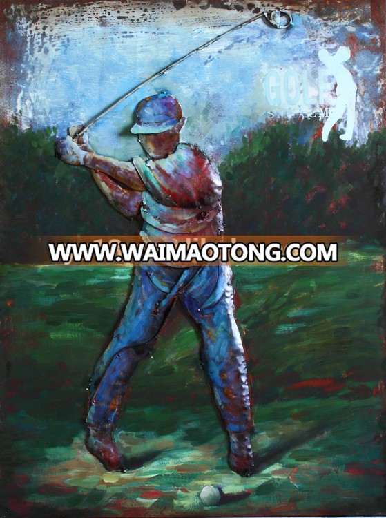 home decoration the working golfer man 3D Metal wall art painting on iron panel