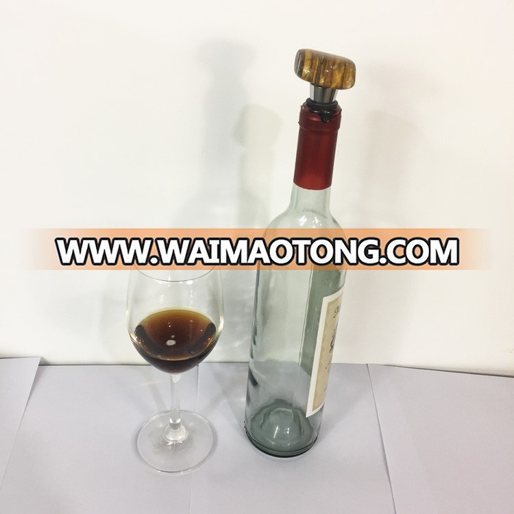 metal wine stopper with natural tiger eye stone