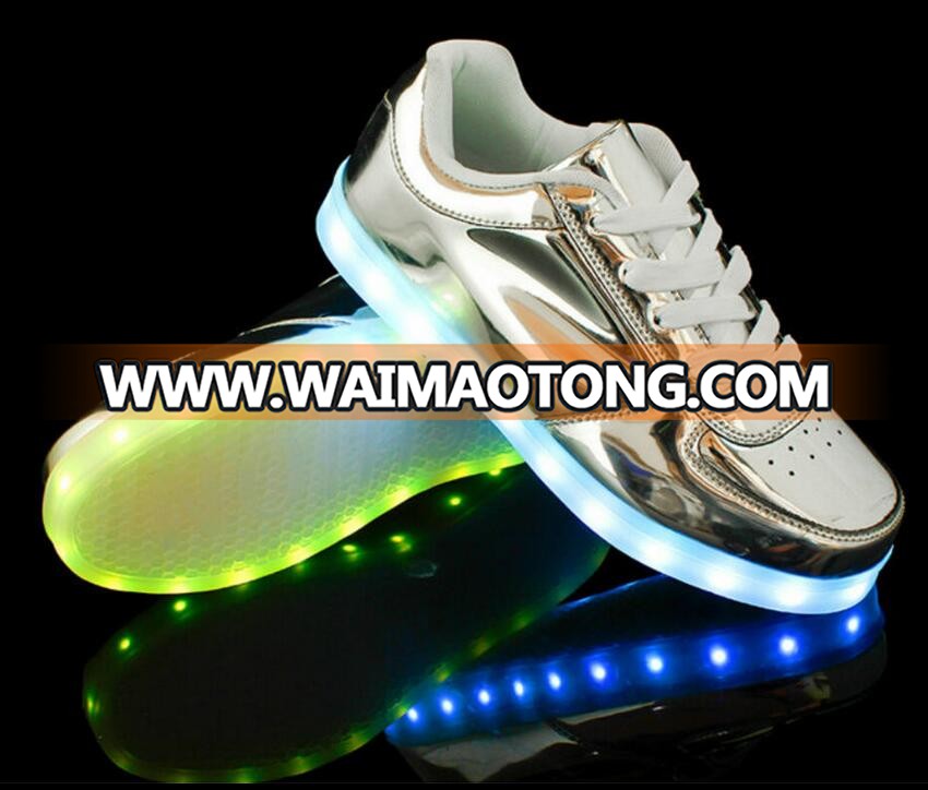 Led light shoes men 2017 fashion colorful adults men shoes casual Gold Silver USB Light Up Shoes For Adults