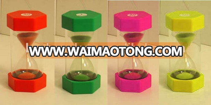 Small Hexagonal Plastic Hourglass Sand Timer 5 minute for Kids