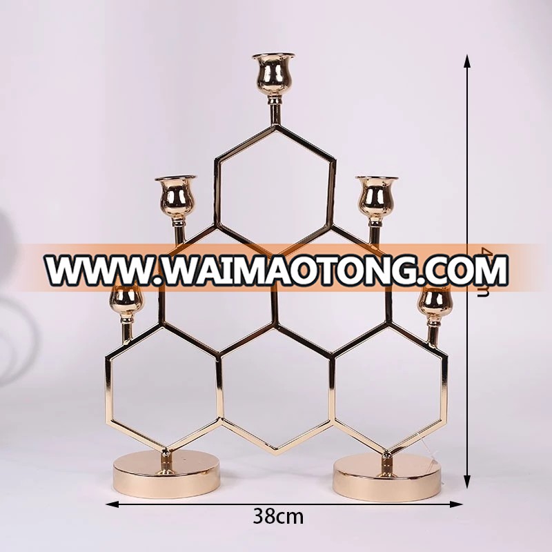 NO H015 Modern Art Unique  stack Hexagonal honeycomb candle holder for decoration