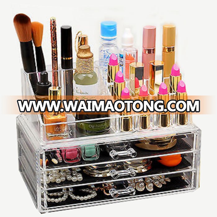 STORAGE CLEAR COSMETIC ORGANIZER ACRYLIC MAKEUP DRAWER HOLDER JEWELLERY CASE BOX