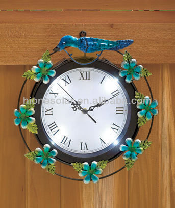 Outdoor Butterfly Solar Clock with 4LED for Garden