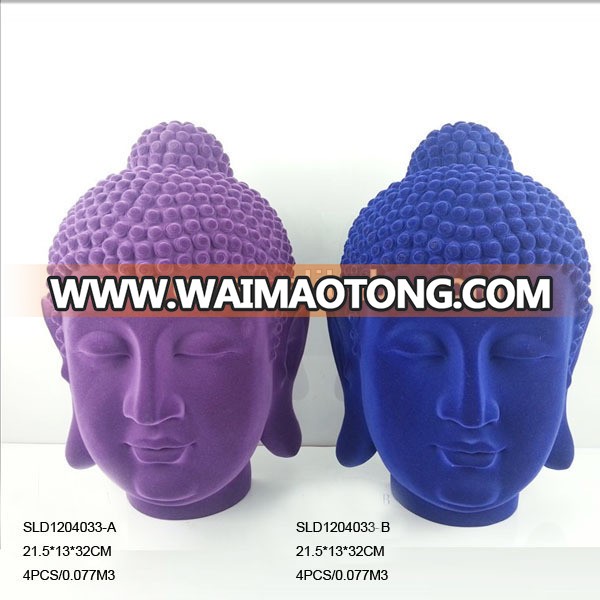 Handmade religious craft polyresin flocked buddha head