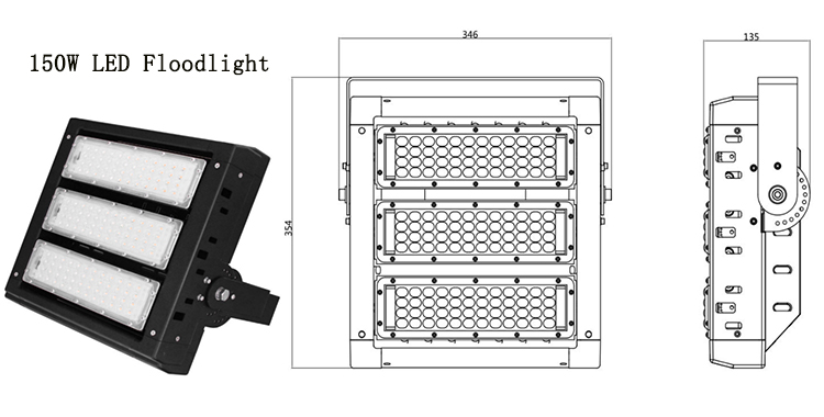 high brightness waterproof outdoor high mast led flood light 150w for sport lighting