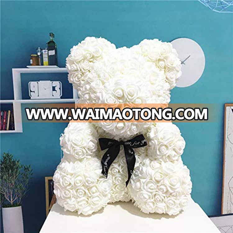 Souvenir Gift Ideas Rose Bear Artificial Foam Flower Rose With Rose Flower Teddy Bear