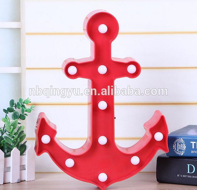 Anchor Shaped LED Marquee Sign LIGHT vintage Plastic Table Night Light Wall Lamps Battery Operated Indoor Decoration