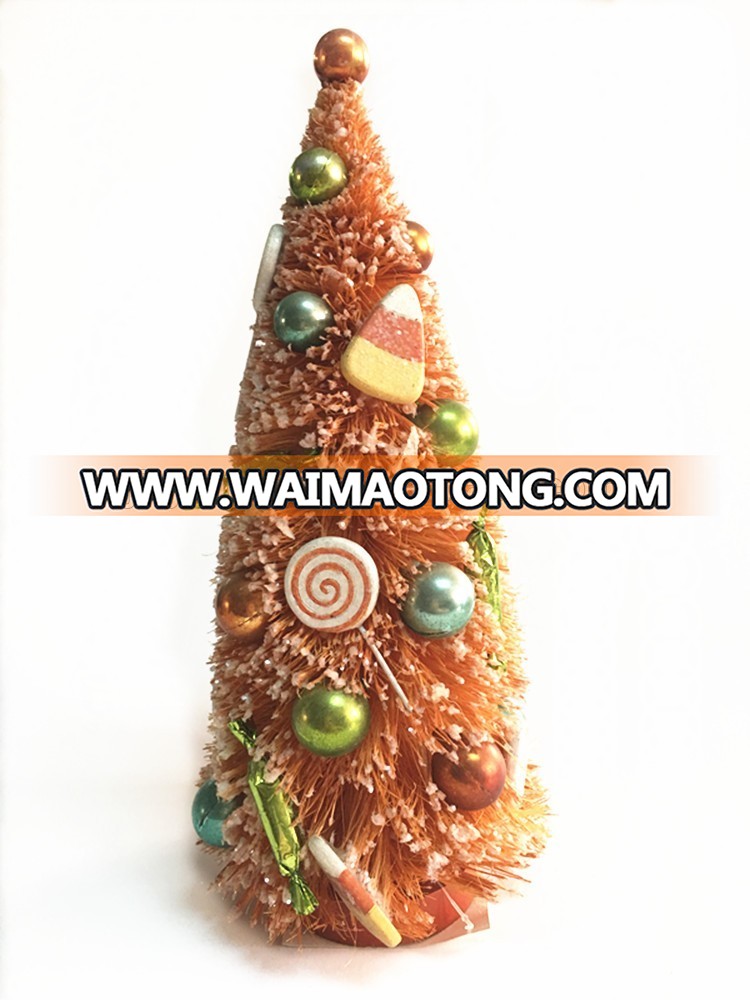 Unique artificial christmas sisal tree with plastic christmas ornaments for christmas decorated