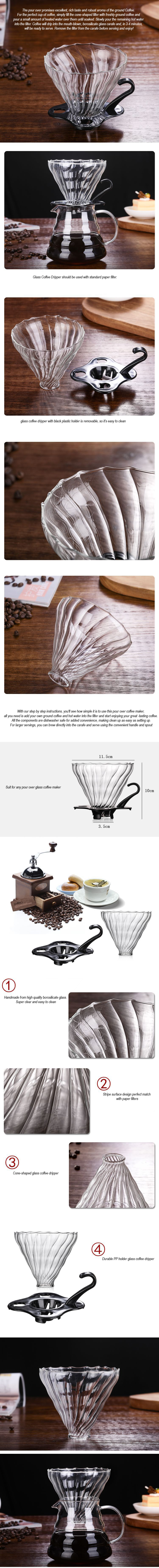 250ml  360ml  600ml  800ml Handmade Borosilicate Glass Pour Over Cold Brew Coffee Maker With Glass Coffee Dripper