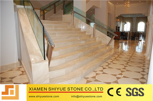 Beige Travertine Stair Steps and Riser