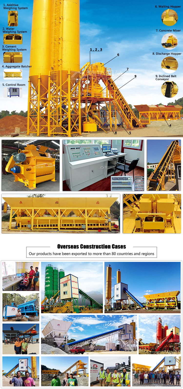 Construction Machinery HZS120 Wet Mix Concrete Batching Plant