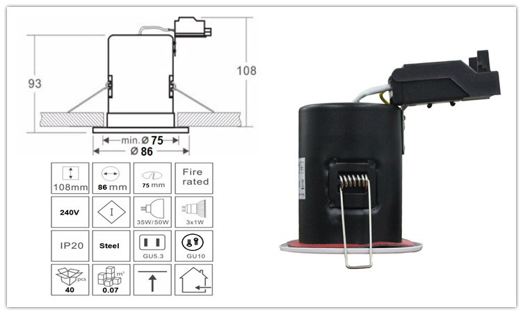 UK market twist & lock die-casting gu10 fire rated down light can