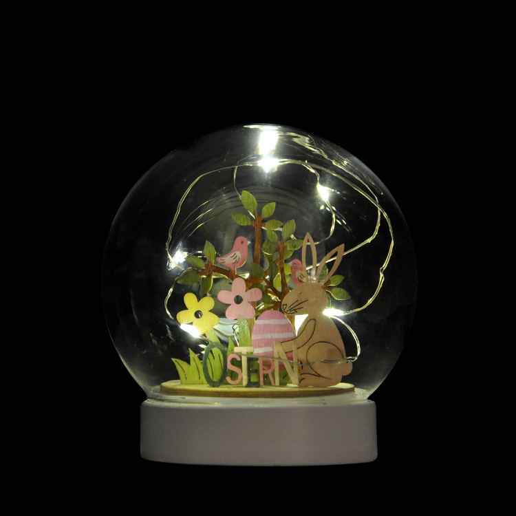 4" DIY glass globe with wooden rabbit figure and tree inside for children hand painting