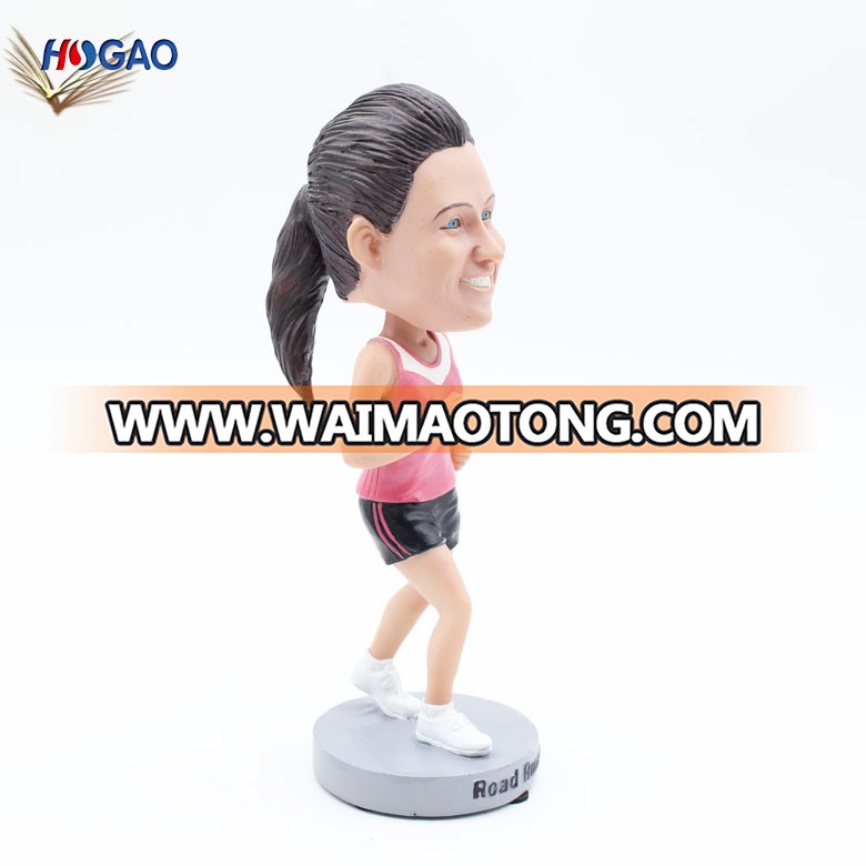 China import items resin running women sportsman figurine bobble head