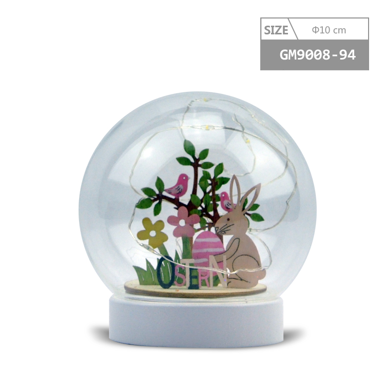 4" DIY glass globe with wooden rabbit figure and tree inside for children hand painting