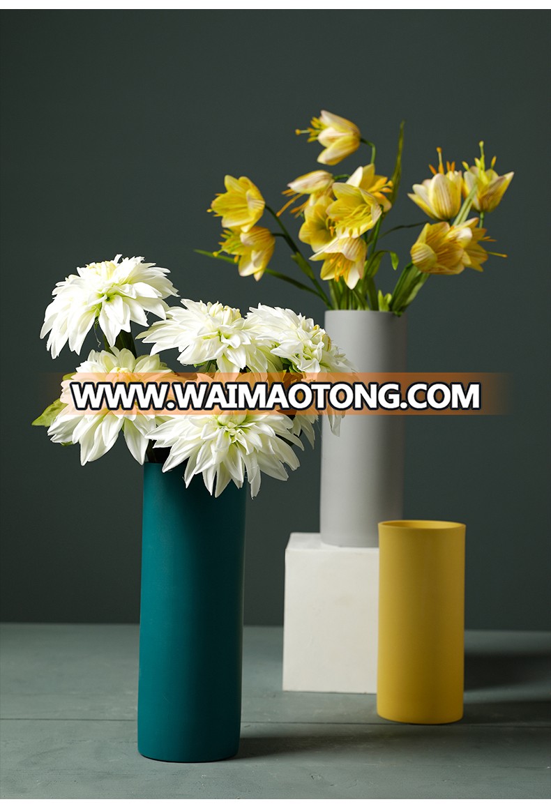 Nordic Wedding matte  Home Decoration Cylinder Ceramic Porcelain Flower Vase of tabletop decorative