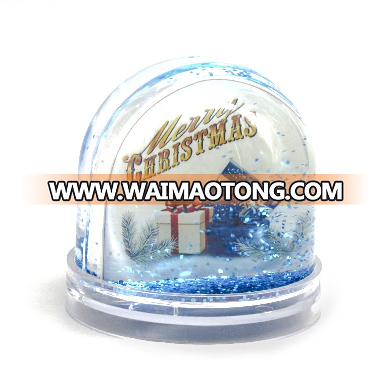 Custom Christmas Souvenir Snow Globe Picture Frame DIY Photo Insert Plastic Water Globe