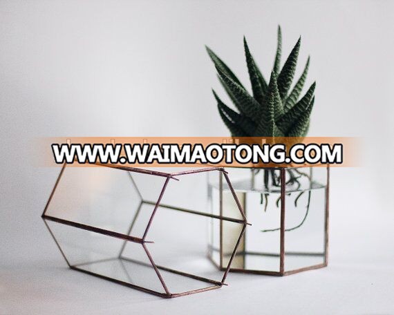 Elegant home decor handicraft geometric glass terrarium wholesale