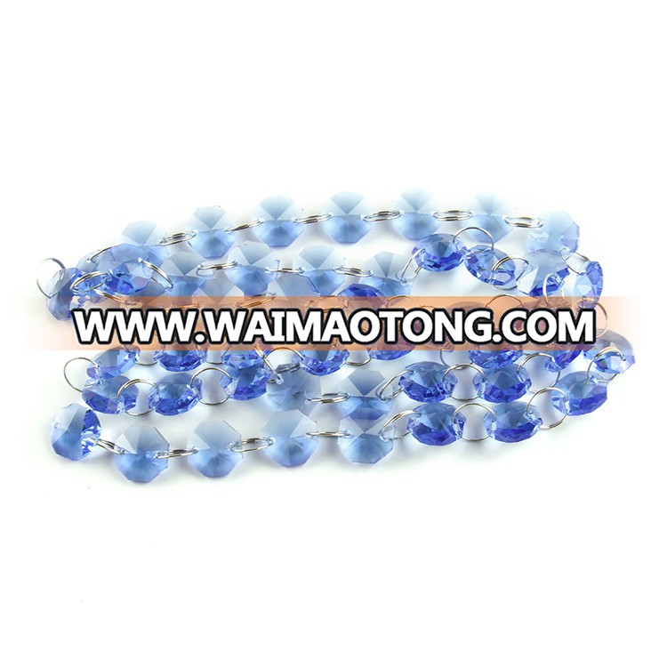 14mm sapphire octagon beads with silver metal rings for beautiful family decor polished sell like hot cakes