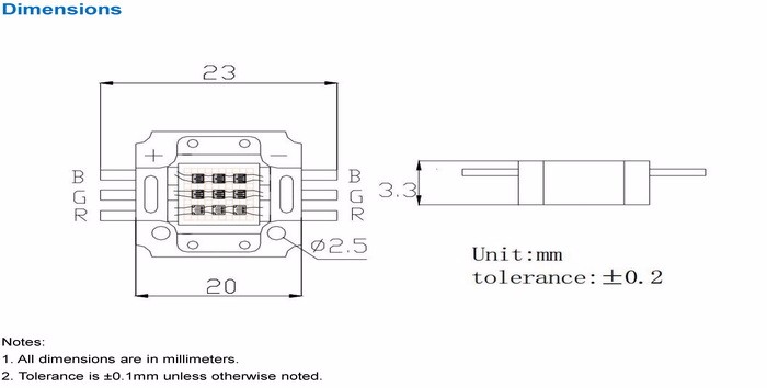 Hot Sell 10w 20w 30w 50w 60w 90w 100W RGB High Power LED Module Chip Lamp