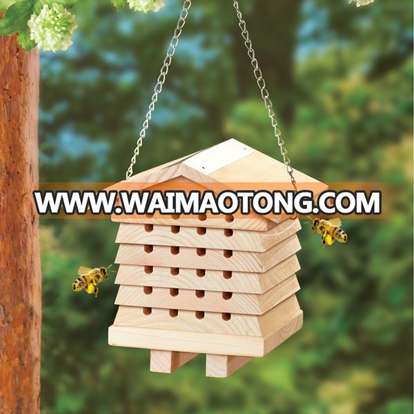 Wholesale Custom Wood Solitary Bee Houses Outdoor Garden Decoration