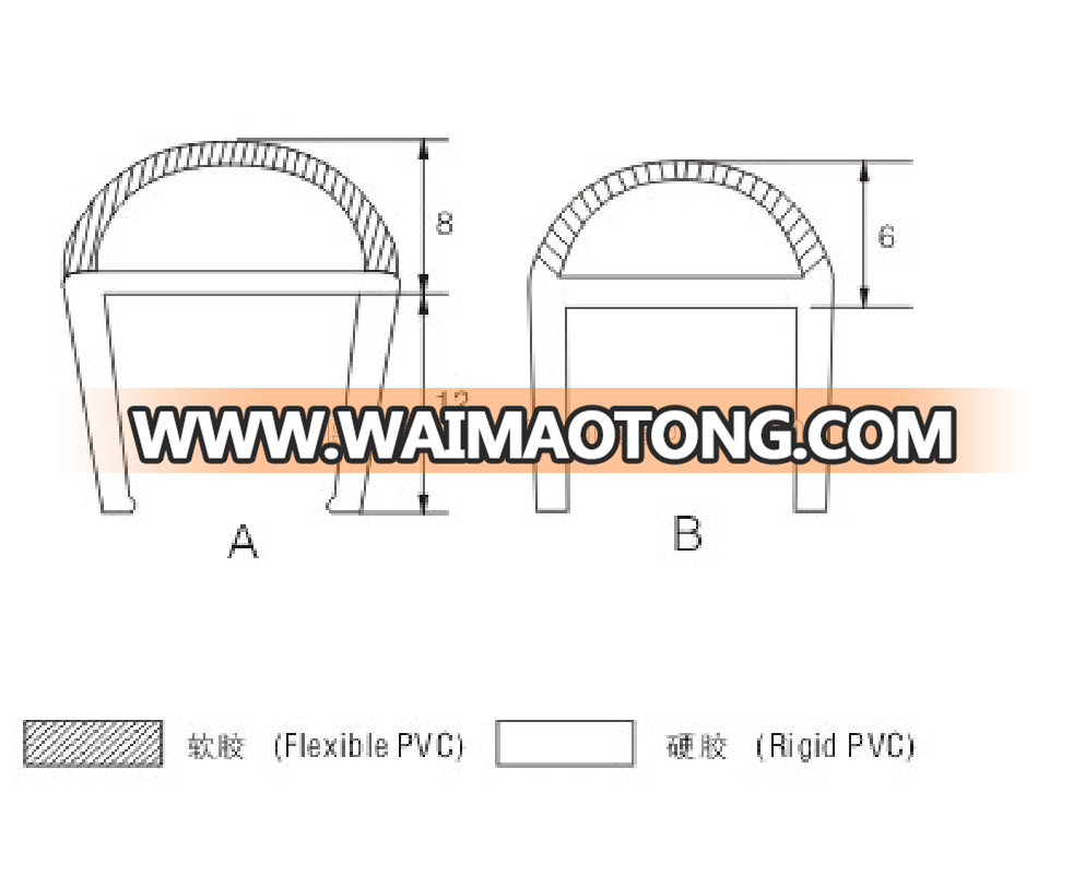 PVC shower door wall crashproof seal for 6mm 8mm 10mm 15mm 18mm glass