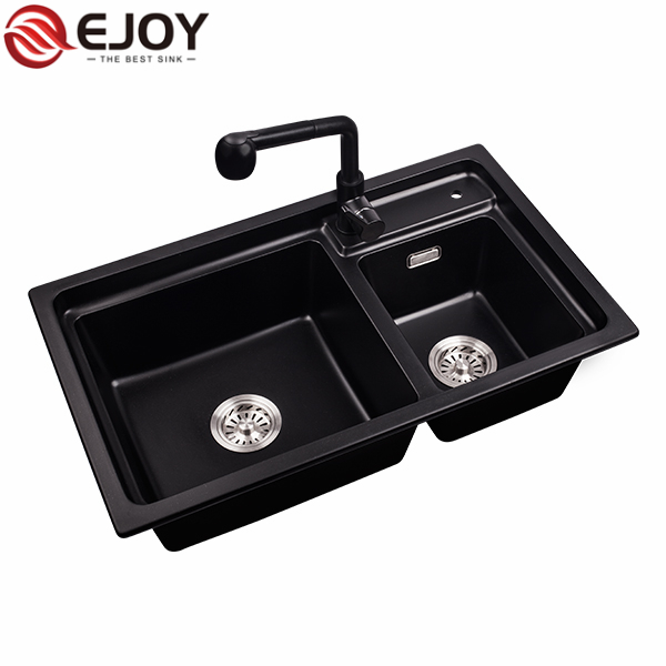 High Quality double sink granite sink Customized granite black sink