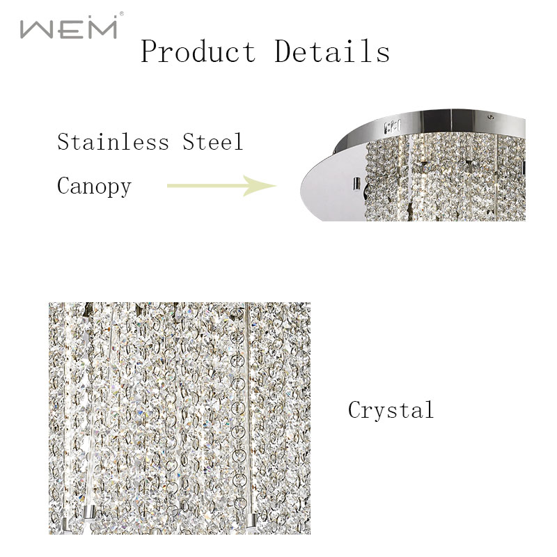 Contemporary Led Ceiling Light Decorative Retro Hotel Luxury Crystal LED Wedding Ceiling Light