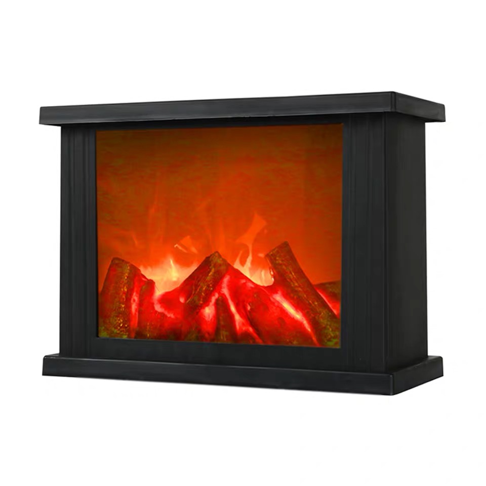 2019 new light trend black plastic Fireplace light lantern home decoration