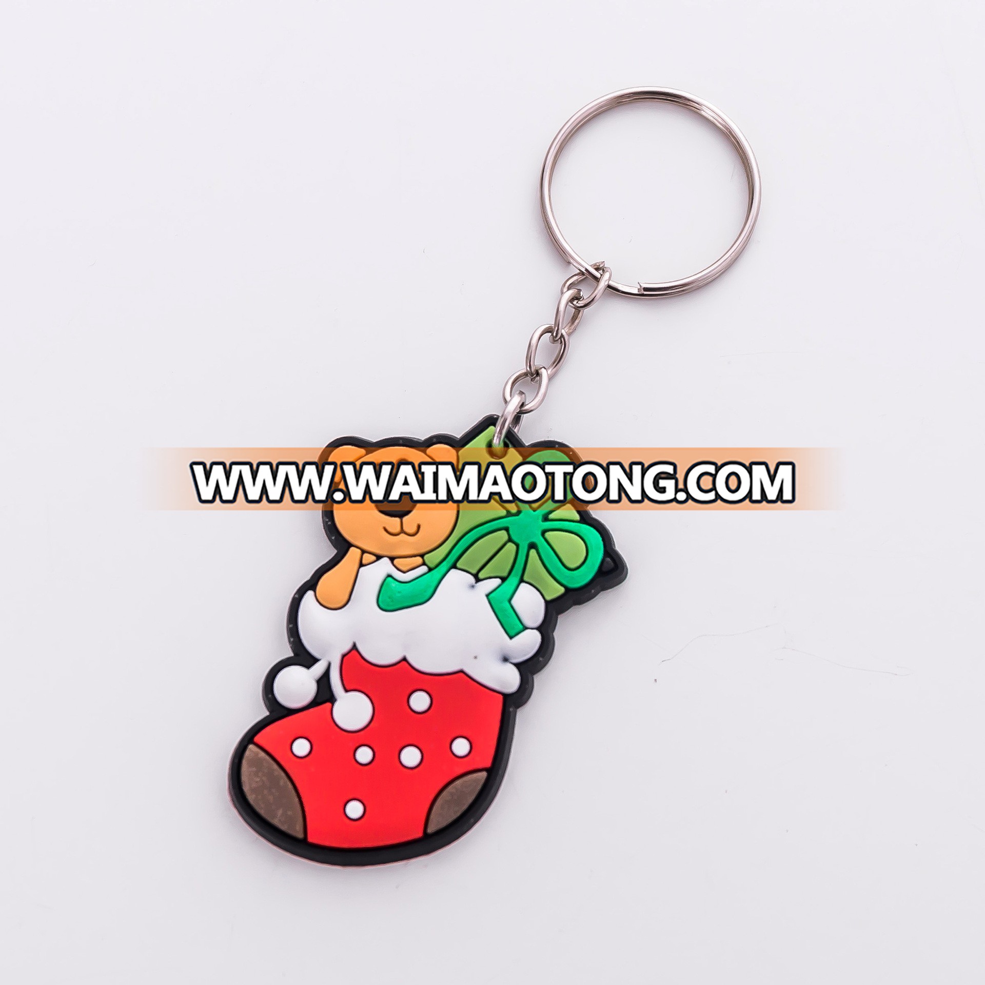 Wholesale Christmas gifts Christmas socks shape key ring custom silicon key chain