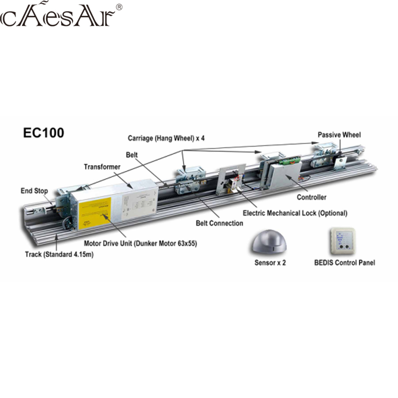 Europe driving system commercial hospital hotel exterior automated sliding doors with glass inserted  EC100