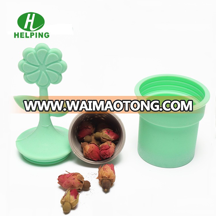 Food Grade Flower Tea Infuser Silicone Tea Filter With Rose Shape Handle