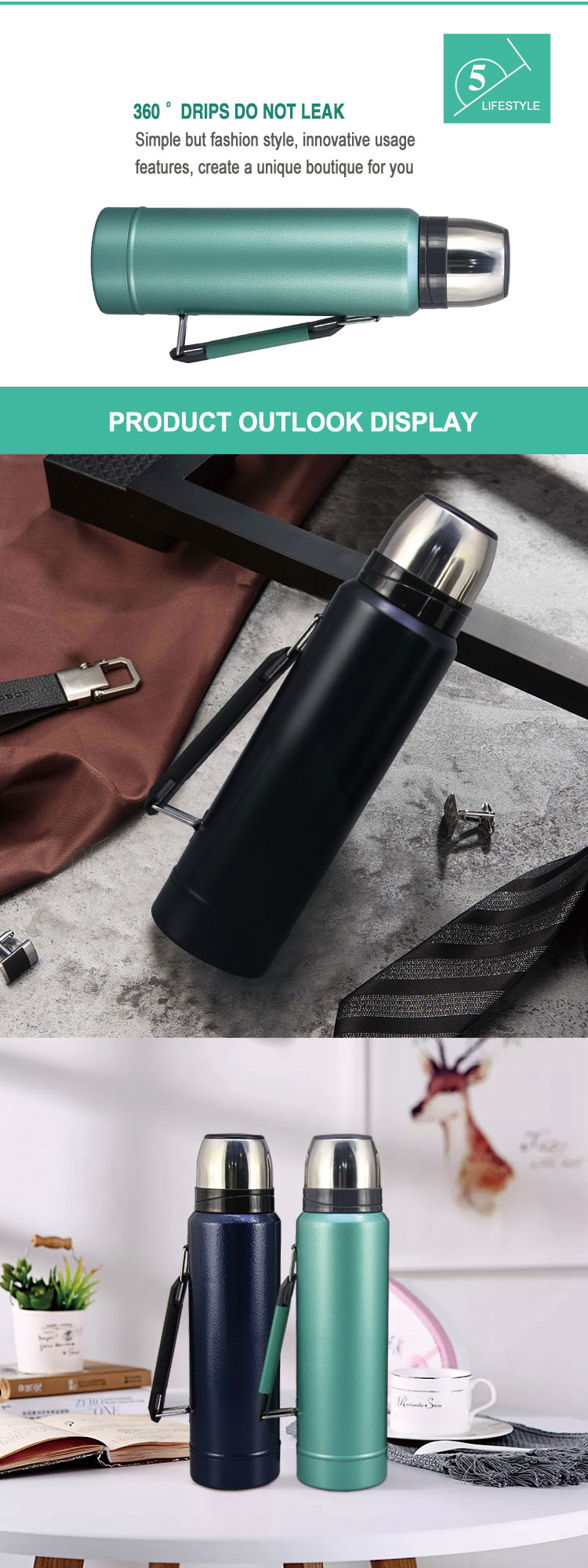 Dinnerware Sport Stainless Steel Double Wall Vacuum Flask Thermos