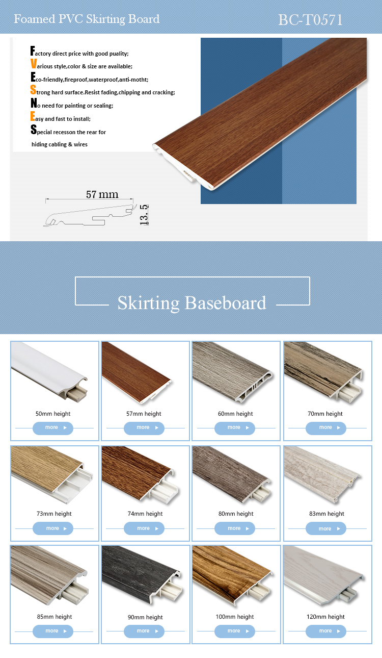 High Quality Flooring Accessories 50mm  Skirting Board Walnut