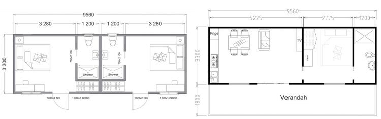 CE approved 32m2 granny flats with optional deck