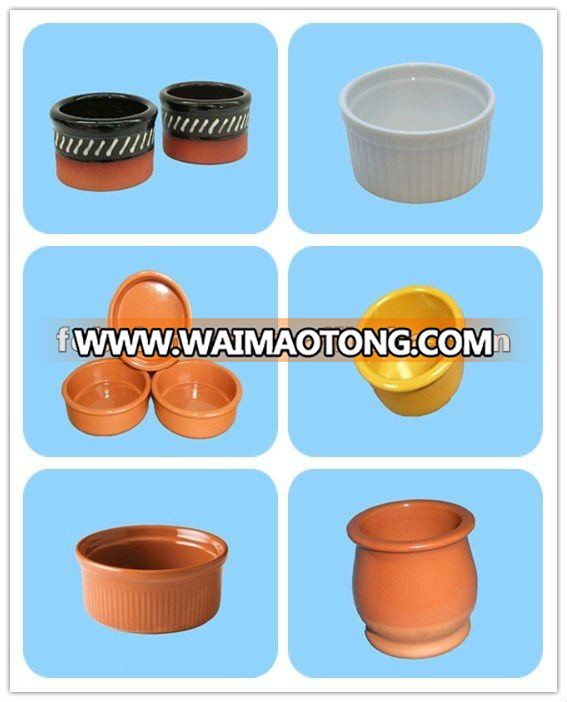 Round terracotta serving ramekin dishes