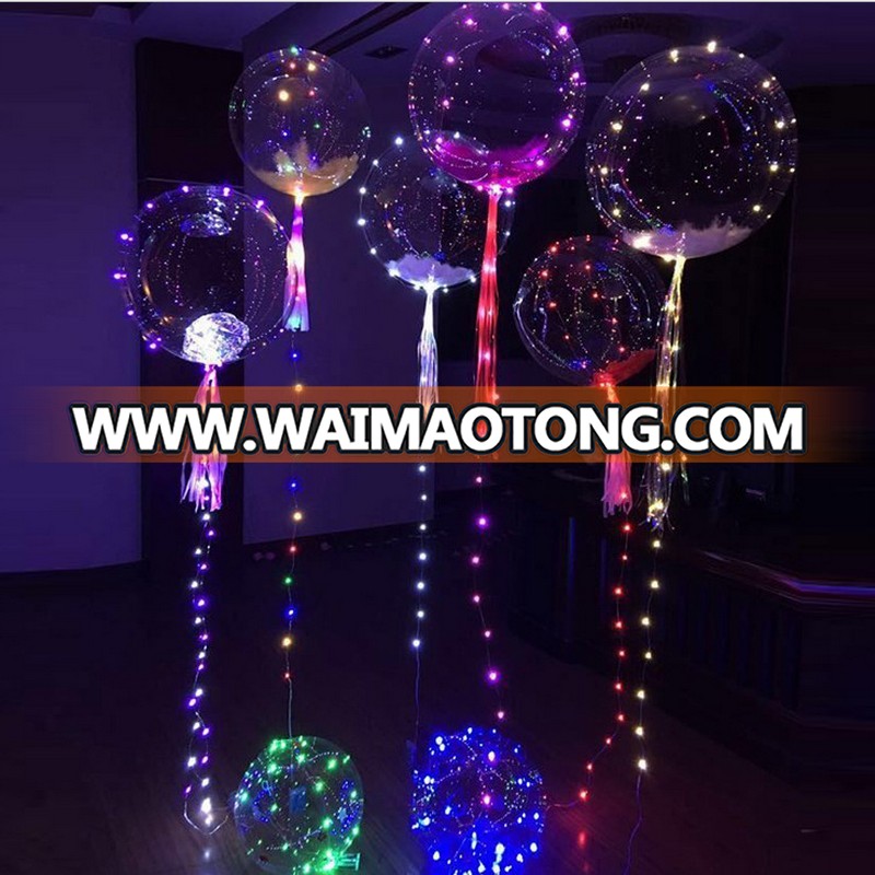 18inch Clear LED Helium Bobo Balloons with Copper LED Light Bar, String Light Creative Balloon for Birthday Wedding Christmas