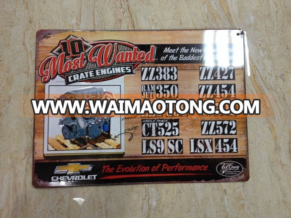 Custom 3d factory wholesale embossed vintage metal vintage tin sign