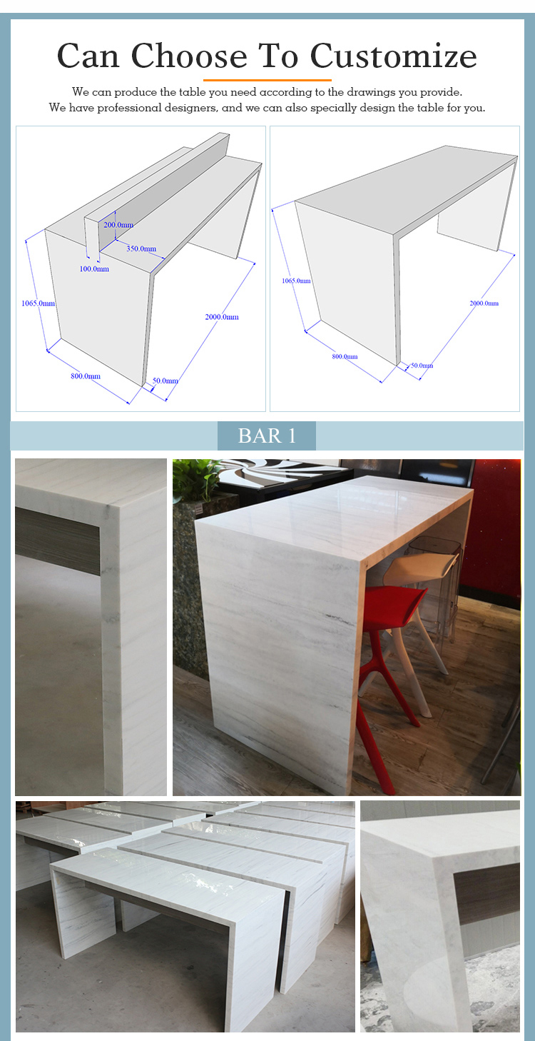 Popular multi-function dining table solid surface bar counter for home use