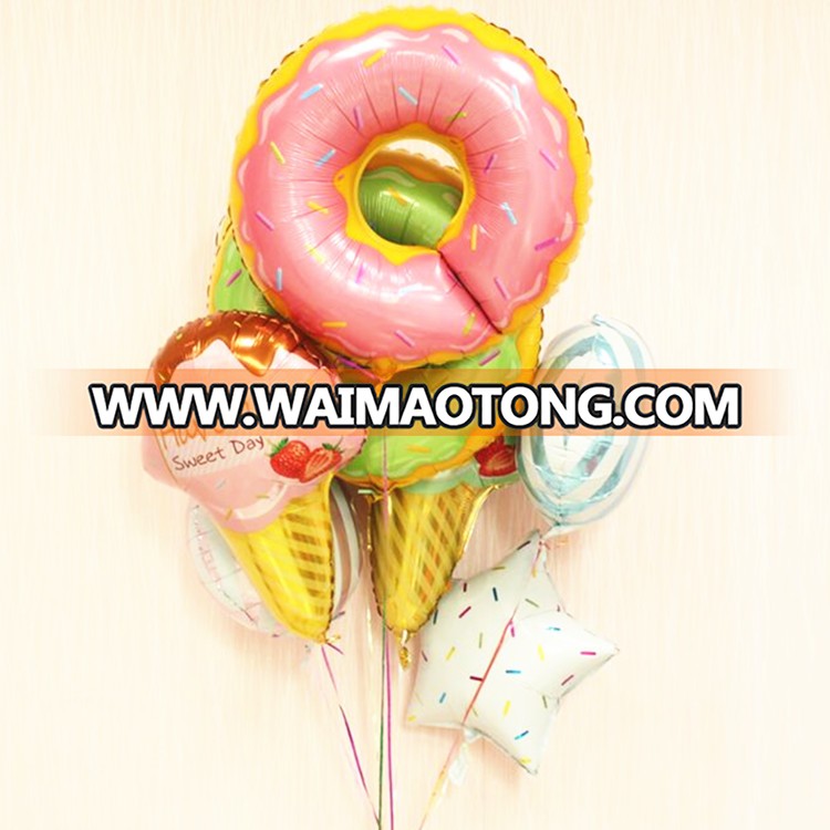 Mylar Helium Donut Ice Cream Shaped Kids Party Supplies Foil Sprinkle Doughnut Balloons Star Candy Style Balloon