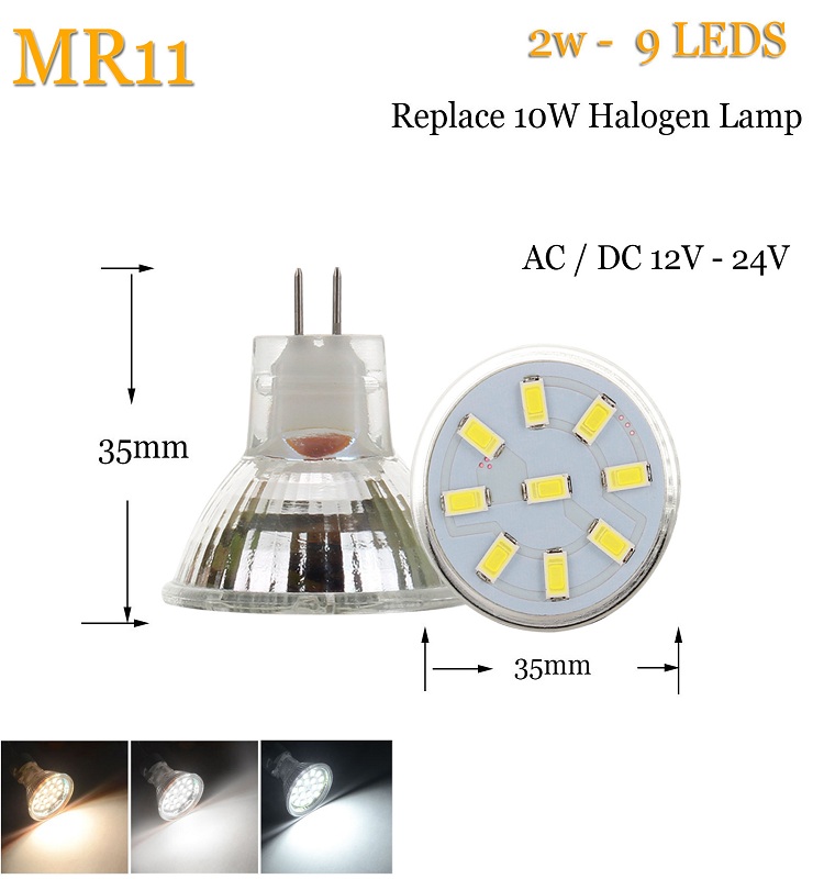 High CRI LED MR11 Spots Bulbs Spotlight 2835 5733 SMD 10W 20W Halogen Lamp Replacement 12-24V Glass Type