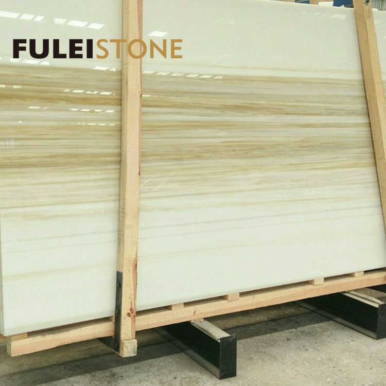 Polished artificial marble yellow wooden with gold veins price per square meter