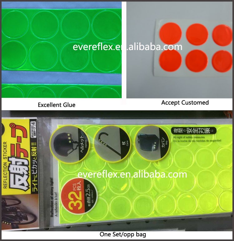 High Visibility PVC Reflective Dot Stickers for Motorcycle Helmet