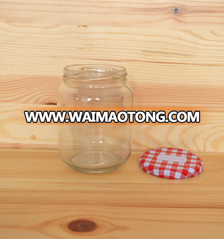 500ml clear food storage glass jar with metal lid